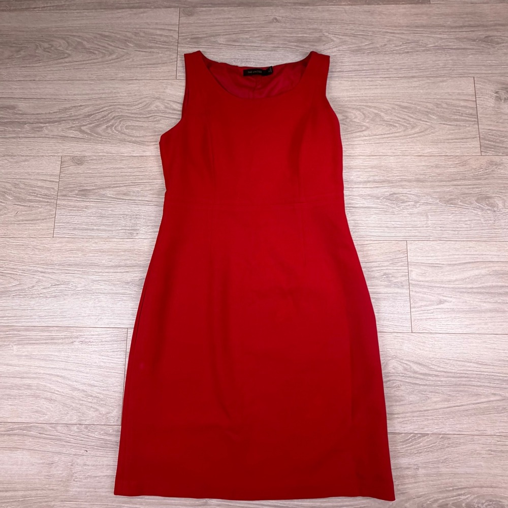 The Limited Womens Red Sleeveless Scoop Neck Sheath Work Dress Size 8
